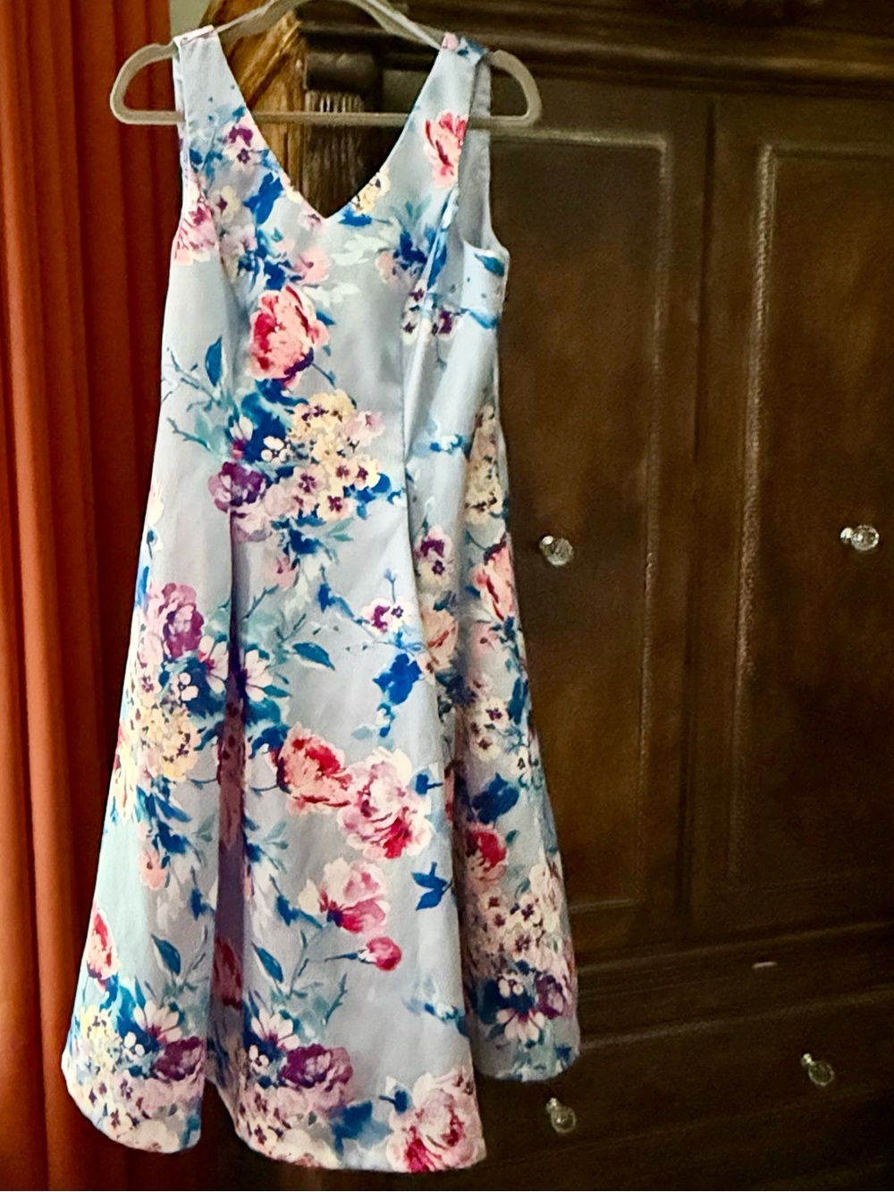 Alex Evenings ~ Women’s Light Blue Floral Midi Dress